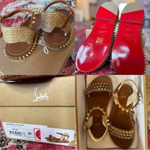 Brand New Christian Louboutin Cordorella Gold Spike Stud Sandals size 36
